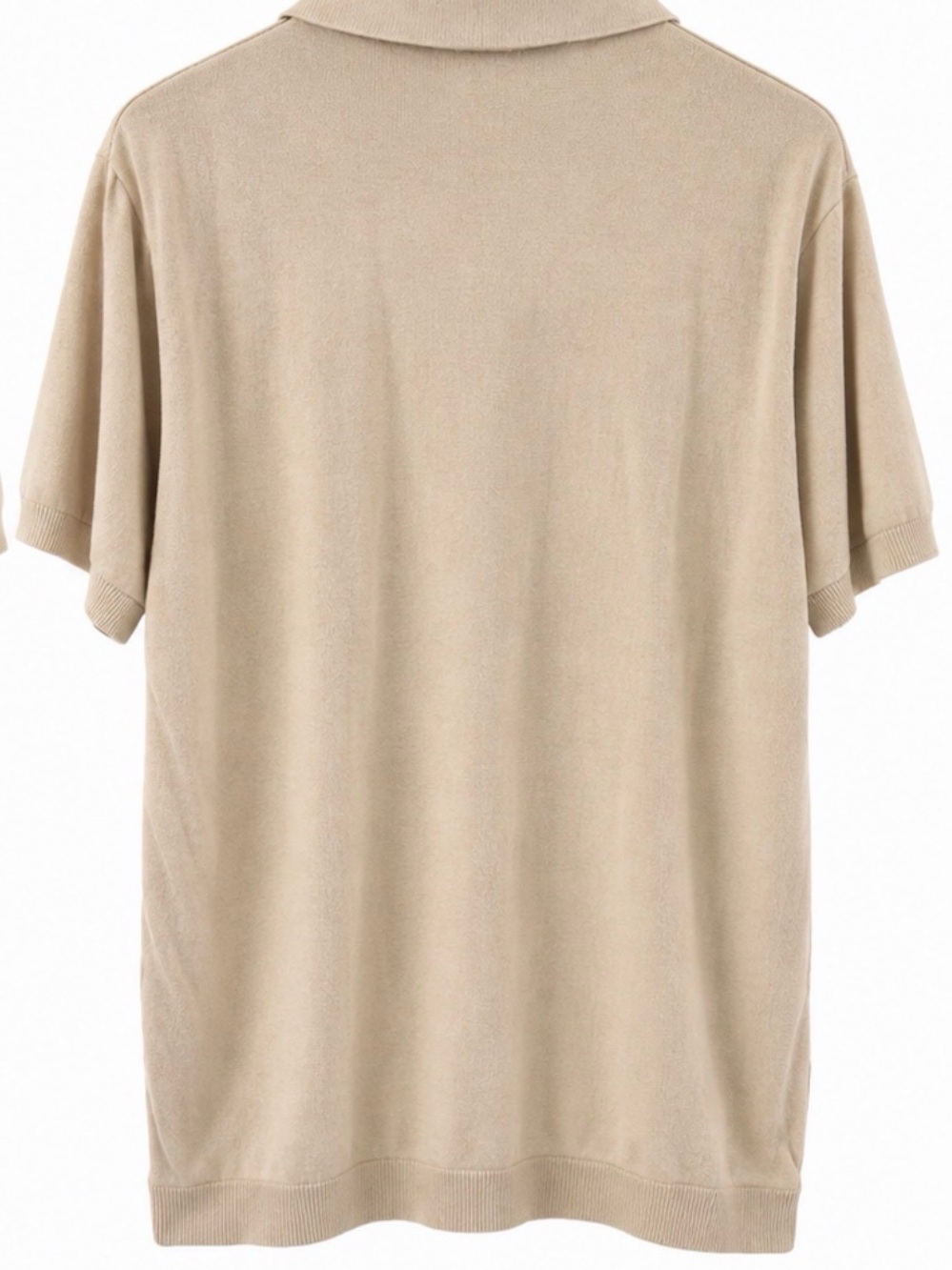 GAP Beige Short-Sleeve Button Shirt with Green Stripe Paneling - Picture 2 of 2